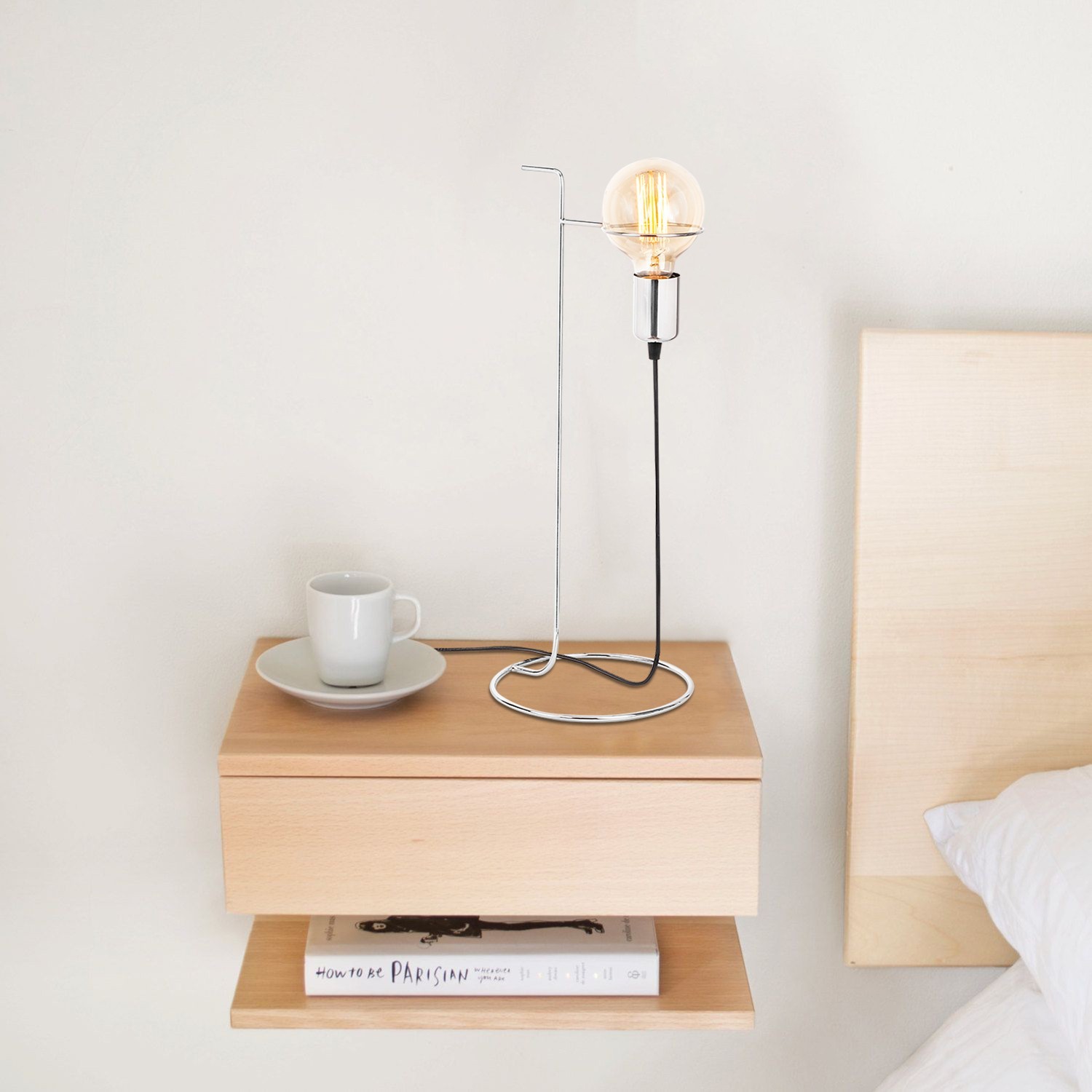 Столна ламба Opviq E27 со штекер, сива