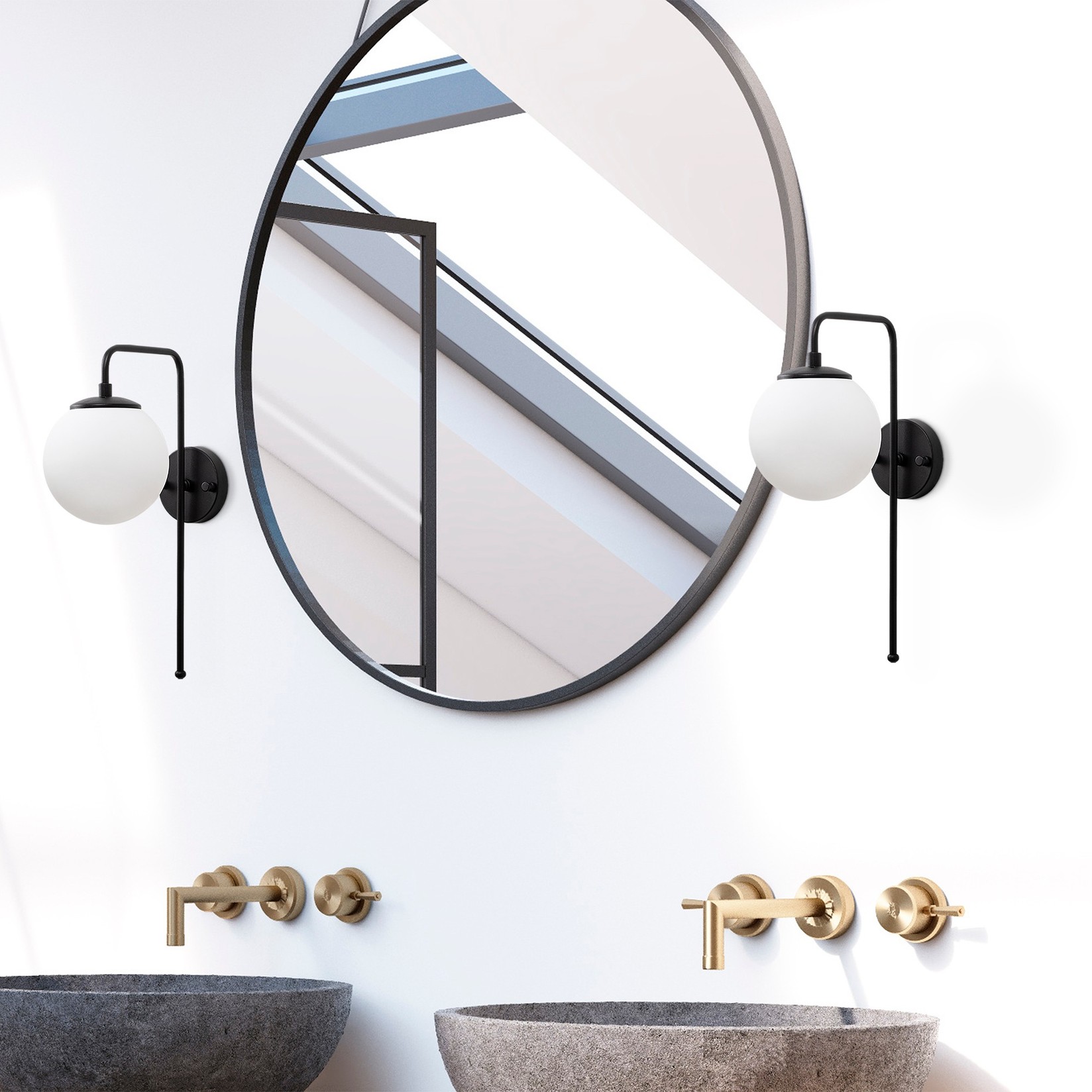 Opviq dzидна светилка E14 со штекер, црно-бела