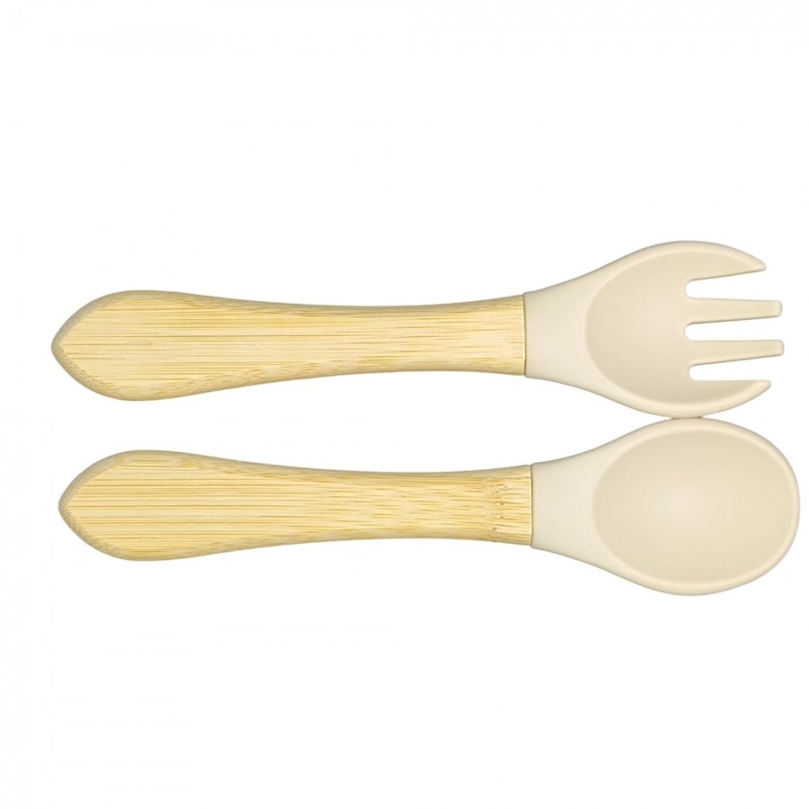 JUNGLE Прибор за јадење лажица и вилушка силикон дрво 4м+ кафена 31001834 jungle