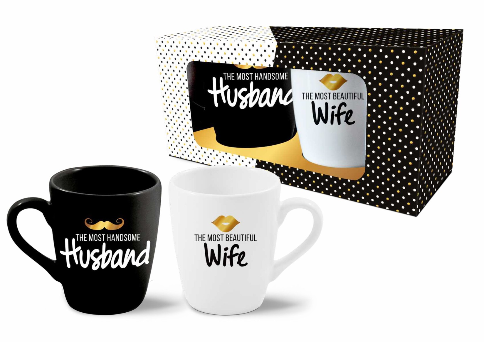 CREATIVE FACTORY Шолја, Сет од 2, 300мл,Handsome husband /Beautiful Wife, Creative Factory,470709