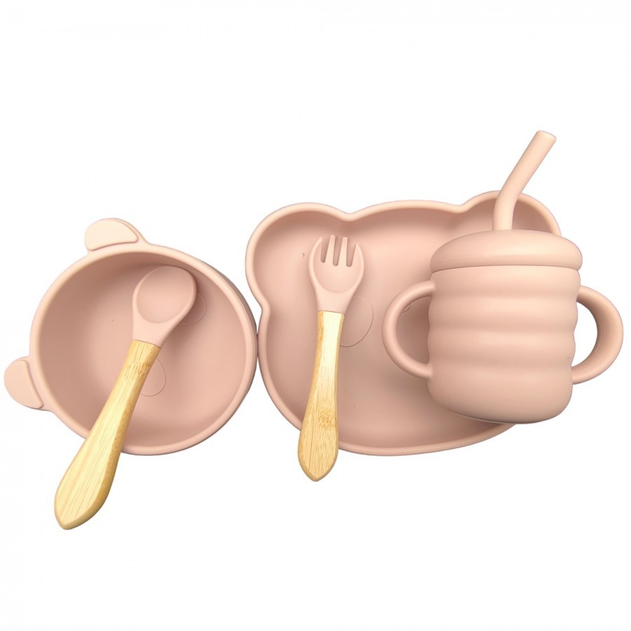 JUNGLE Сет за јадење силикон 4m+ розе 31001850 jungle