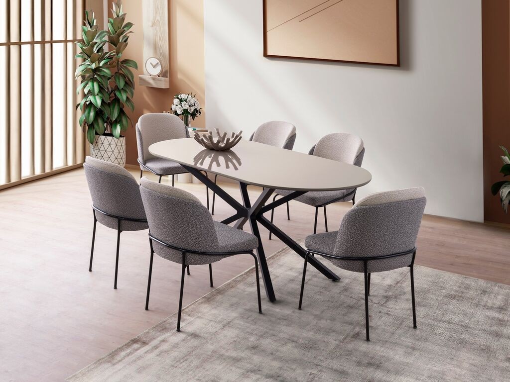 Трпезариска маса Hanah Home Aura-3011, 180x90x79 см, кафеава