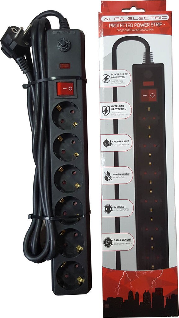 Alfa Electric Продолжен кабел со заштита 3.0м POWER-CORD-SAFE-3M