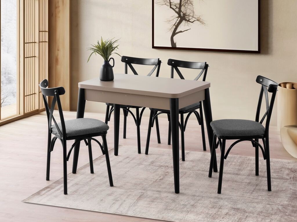 Трпезариска маса Hanah Home на расклопување Dolunay-1285, 100-120 см, кафеава