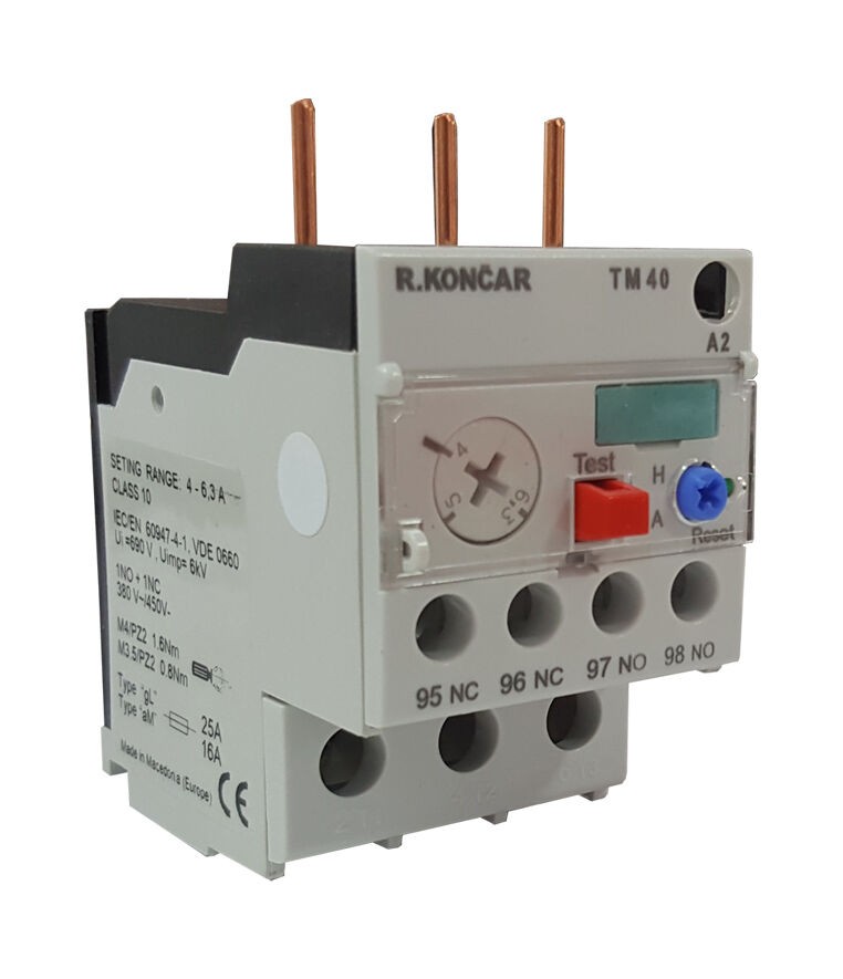 Раде Кончар Биметал термореле 4–6.3A ТМ 40