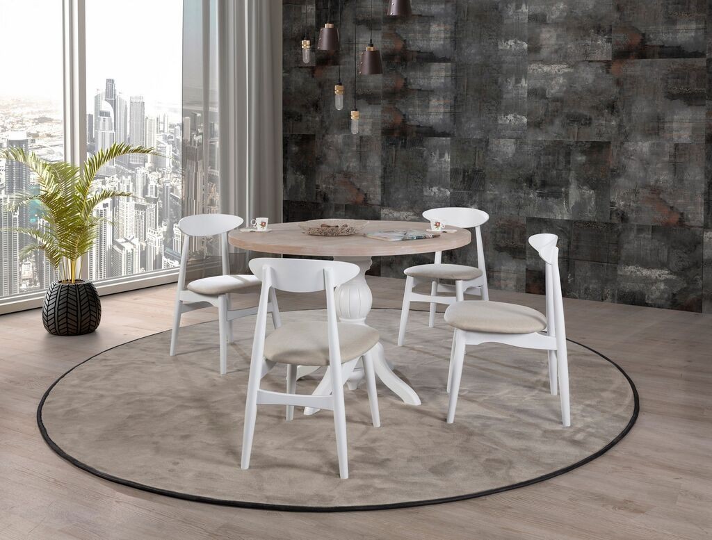 Трпезариска маса и столчиња Hanah Home Albero132, 120 см, 4 столчиња, кафеава