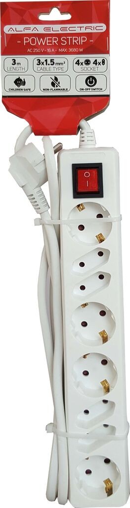 Alfa Electric Продолжен кабел 3.0м со комбинирани приклучоци