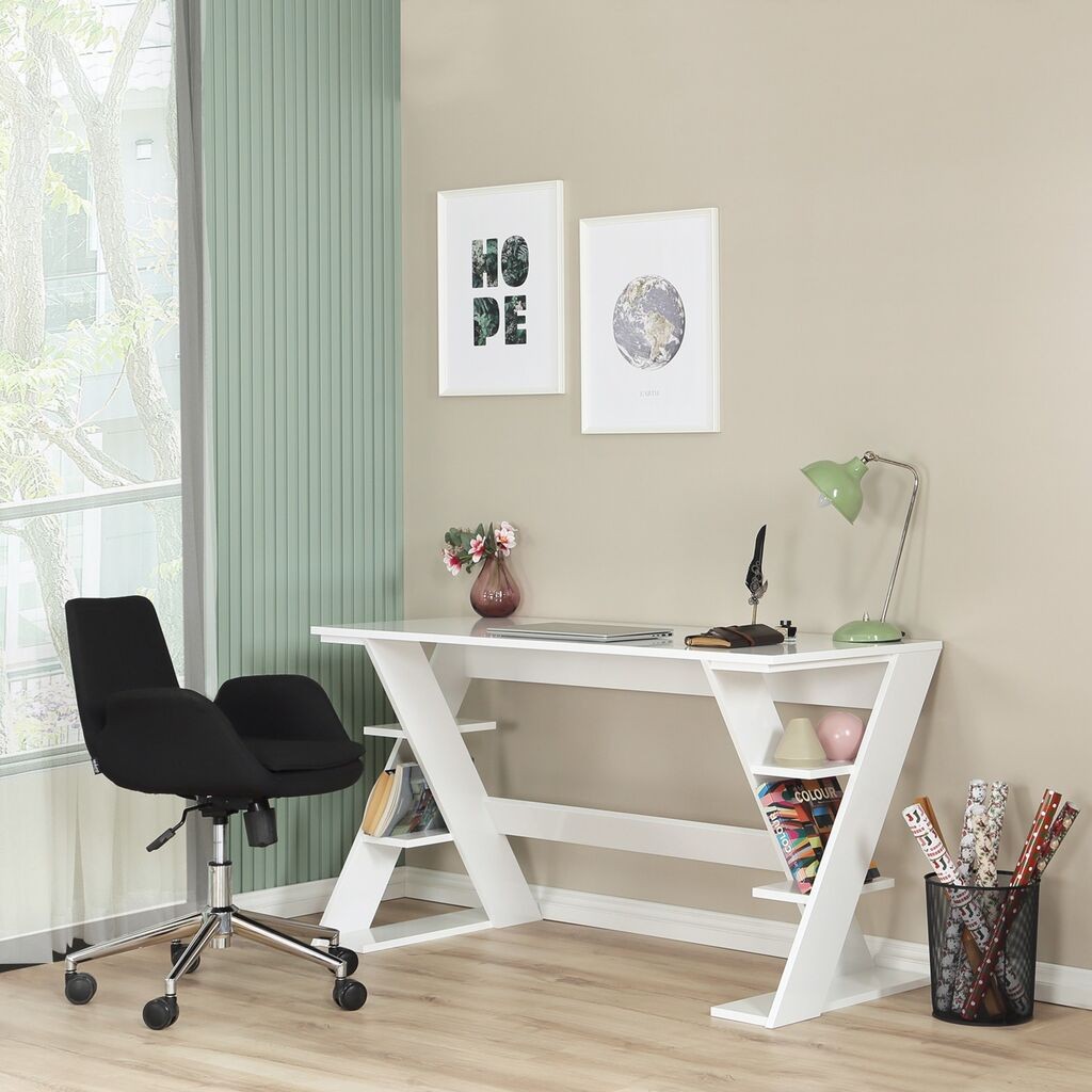 Работна маса Hanah Home Lungo, 140x73x60 см, бела