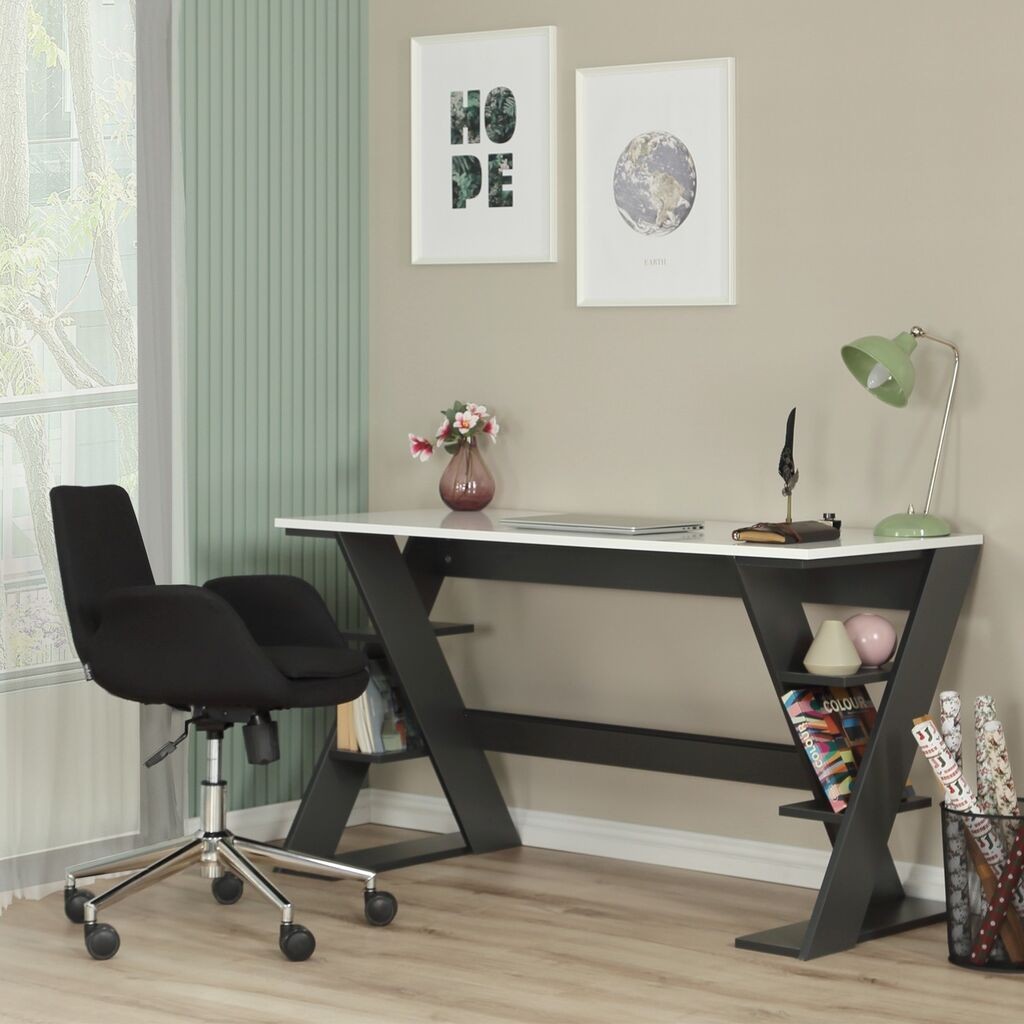 Работна маса Hanah Home Lungo, 140x73x60 см, бела