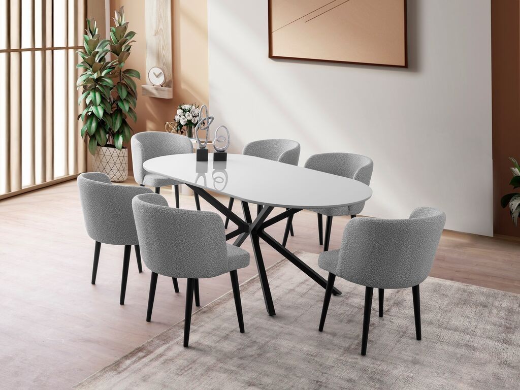 Трпезариска маса Hanah Home Aura-3013, 180x90x79 см, светло сива