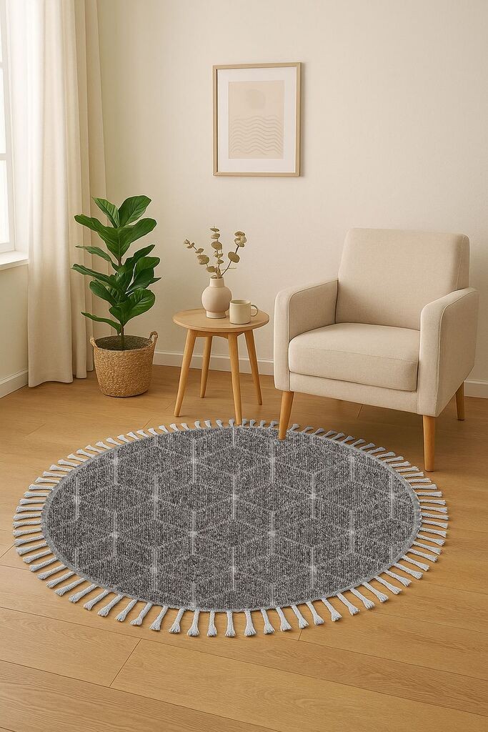 Conceptum Hypnose Carpet Bukle 1408, O80 cm, сива боја