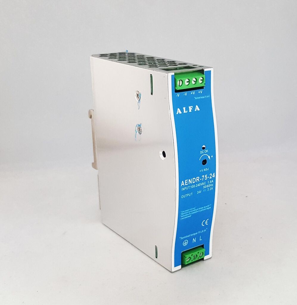Alfa Electric DIN напојување +24V 75W 3.2A AENDR-75-24