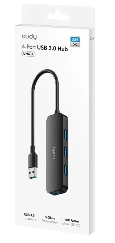 Cudy USB 3.0 HUB UH40A, брзина на пренос до 5 Gbps, 4-порти (алтернатива: UHB-U3P4-03)