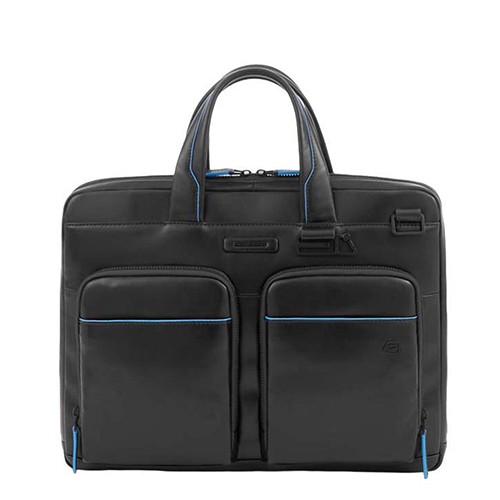 PIQUADRO Торбичка, За Лаптоп,14 ",3 Патенти, Кожна, CA6105B2V/N, 37*27*7цм,Црна