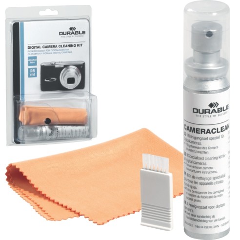 DURABLE Сет за чистење камери, За објективи, 25мл спреј+ крпа+четкичка, 5861