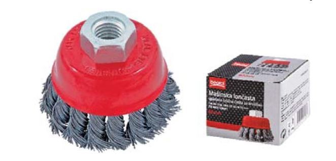 Beorol Челична лончеста плетена четка 65mm за брусилица