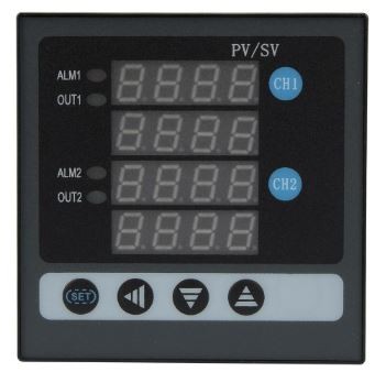 Alfa Electric Двоен терморегулатор 96x96mm, 2x релеен излез + аларм – TA-JK218