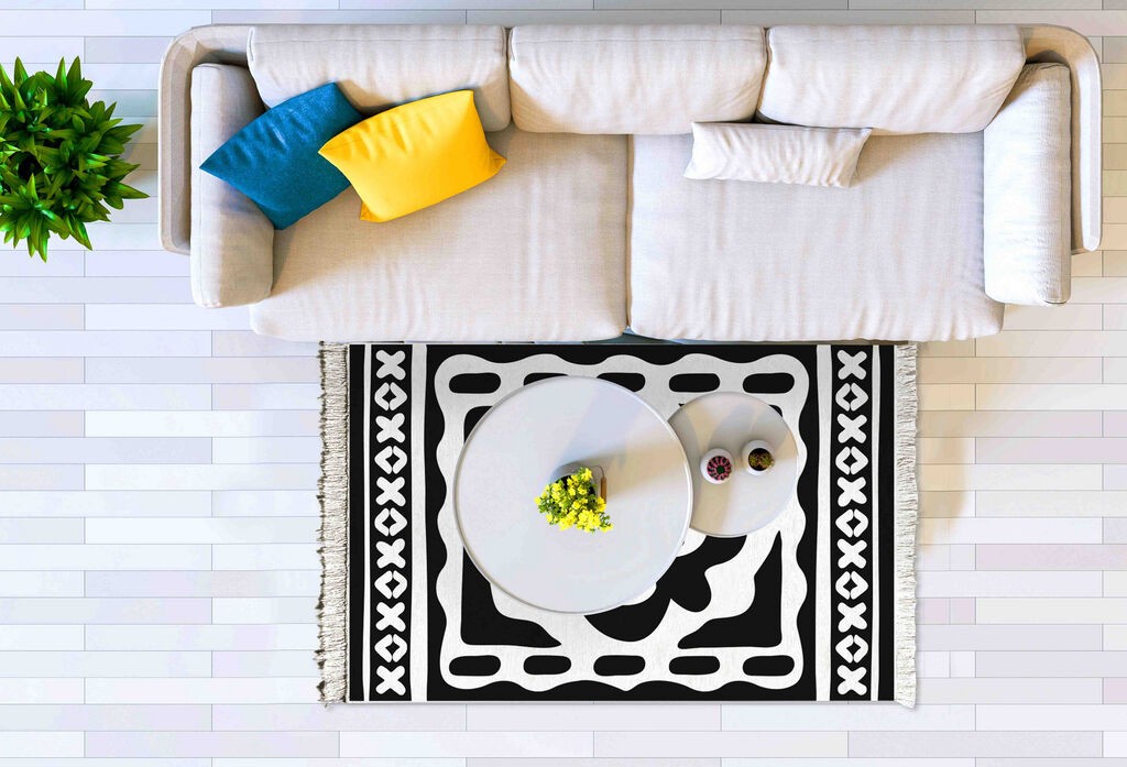 Тепих Conceptum Hypnose Klm0118, 150x100 см, црно-бел