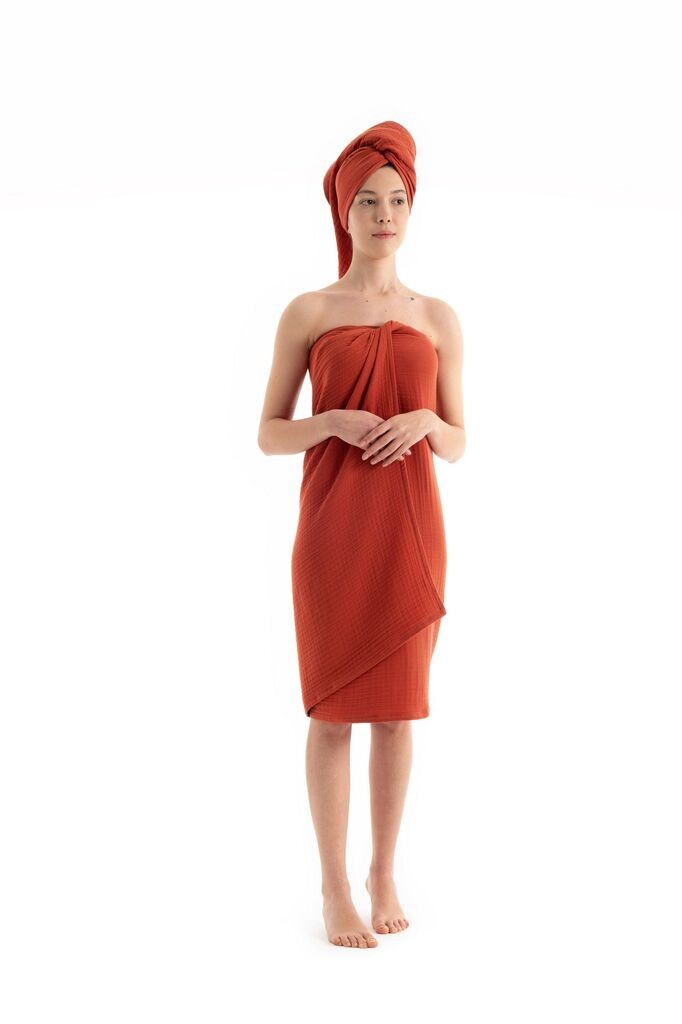 Комплет за пешкири L'essentiel Maison Muslin, 2 парчиња, Теракота