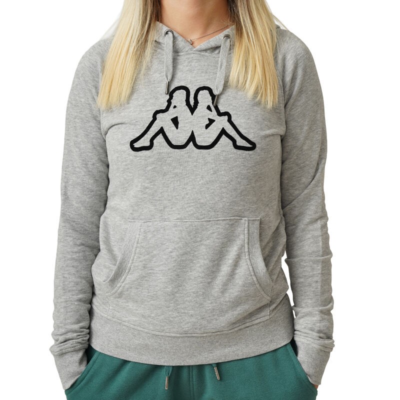 Женски дуксер Kappa со лого на целер, сив