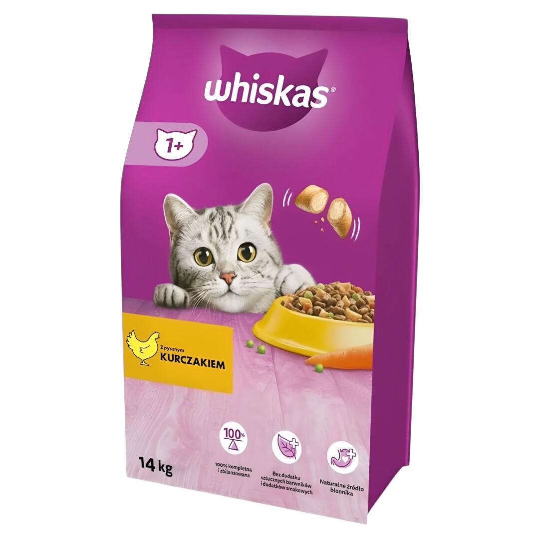 WHISKAS Whiskas 1+ Брикети со Пилешко и зеленчук [Вреќа 14кг]