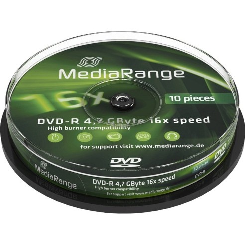MEDIA RANGE DVD-R, 4.7GB/120min, 16x Speed, Сет 1/10, MR452