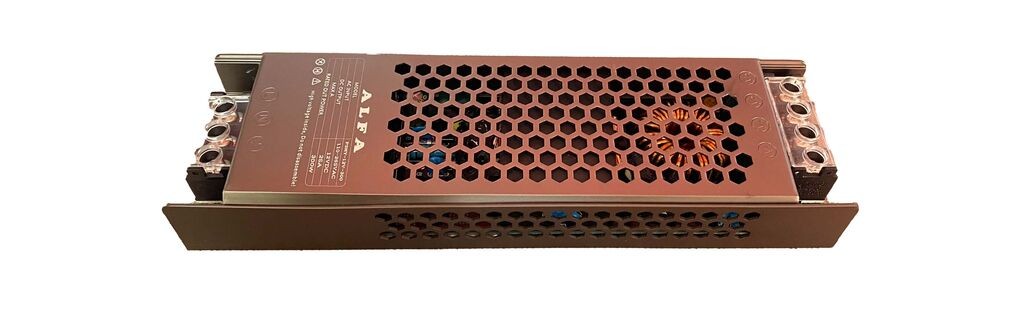 Alfa Electric Напојување 12V 25A 300W сиво перфорирано куќиште – ЛЕД драјвер Alfa Electric