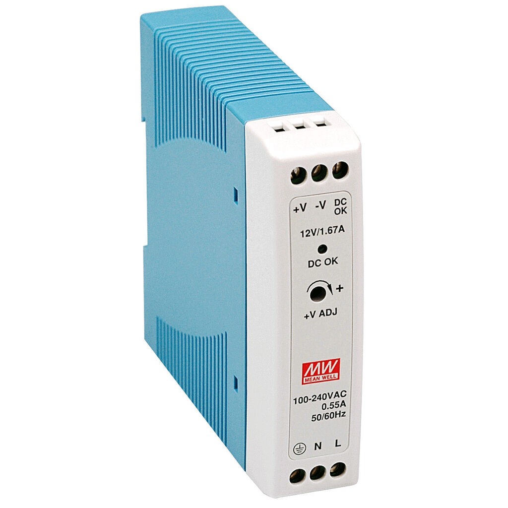 MeanWell Напојување 12V 1.67A 20W за индустриски машини MDR-20-12