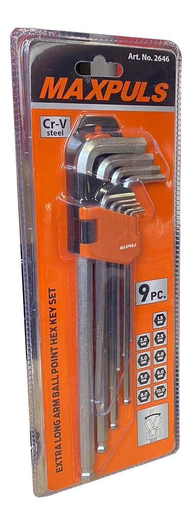 Alfa Electric Имбус клучеви долги со топка, сет 9 парчиња (1.5–10мм) 2646