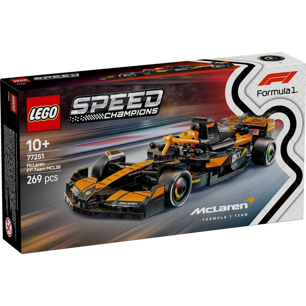 LEGO Играчка за тркачки автомобил MCL38 од Speed ​​Champions, McLaren F1 Team