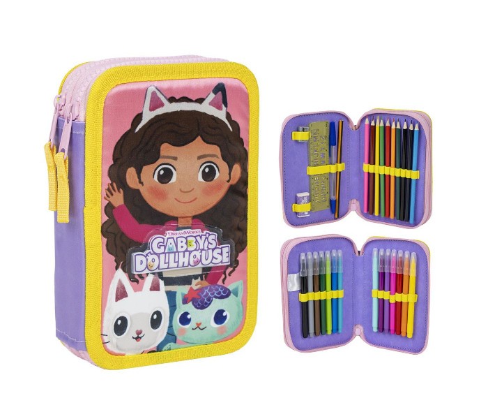CERDA Етуа со училиштен прибор, двојна, Gabby's Dollhouse