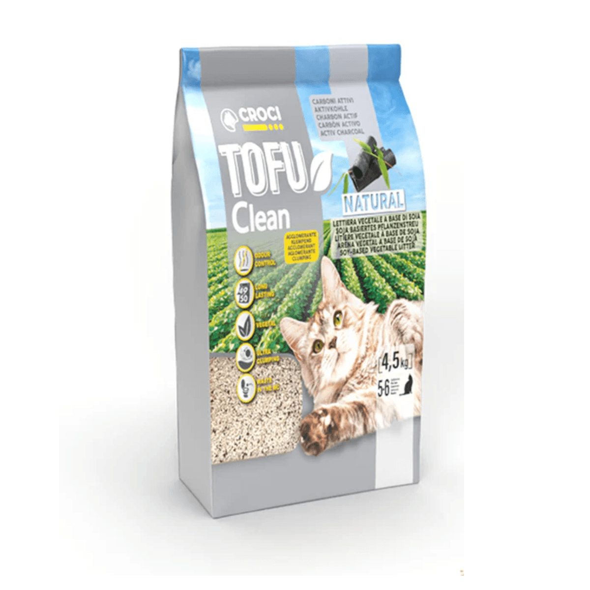 CROCI Tofu Clean Песок за мачка од тофу со активен јаглен