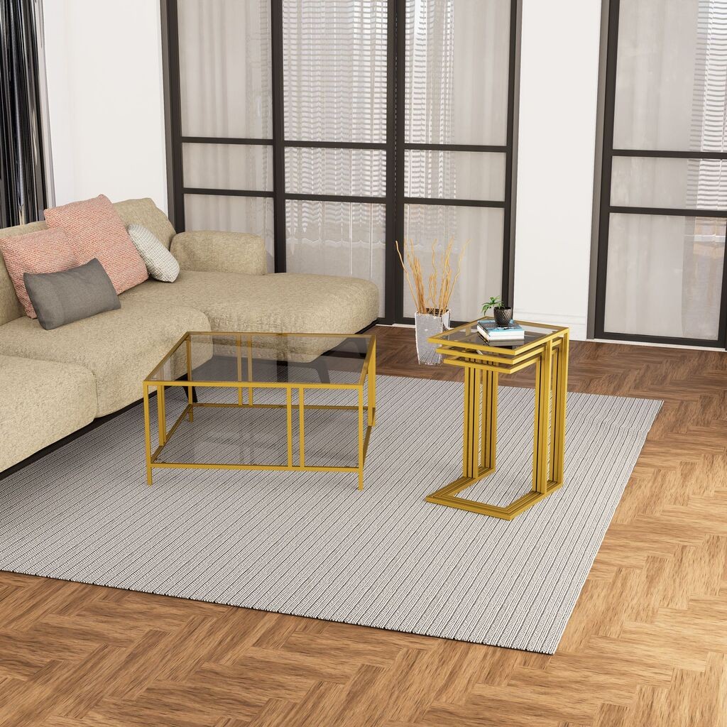 Комплет масички за кафе Hanah Home Ibiza C, 3 парчиња, златна боја