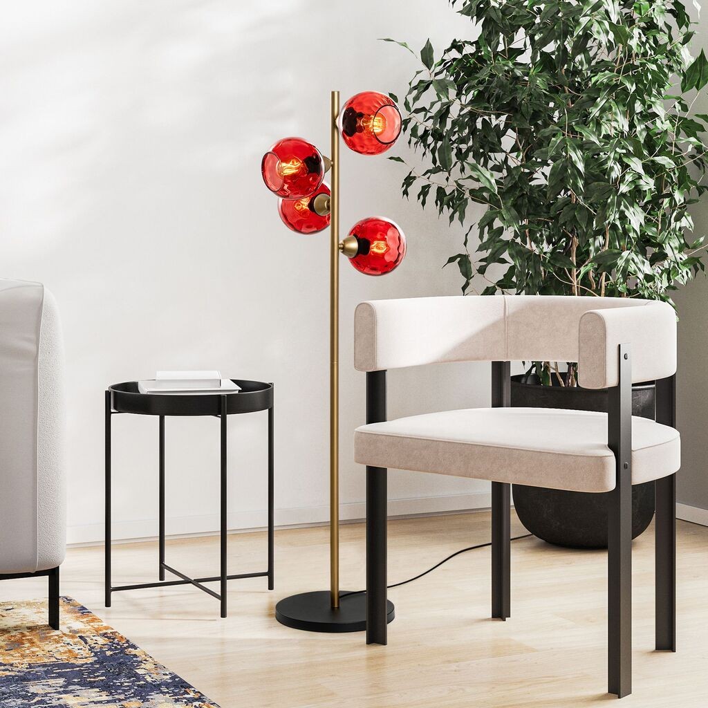 Подна ламба Opviq Benek-15-14541, 36x36x135 cm, IP20, златно-црвена боја