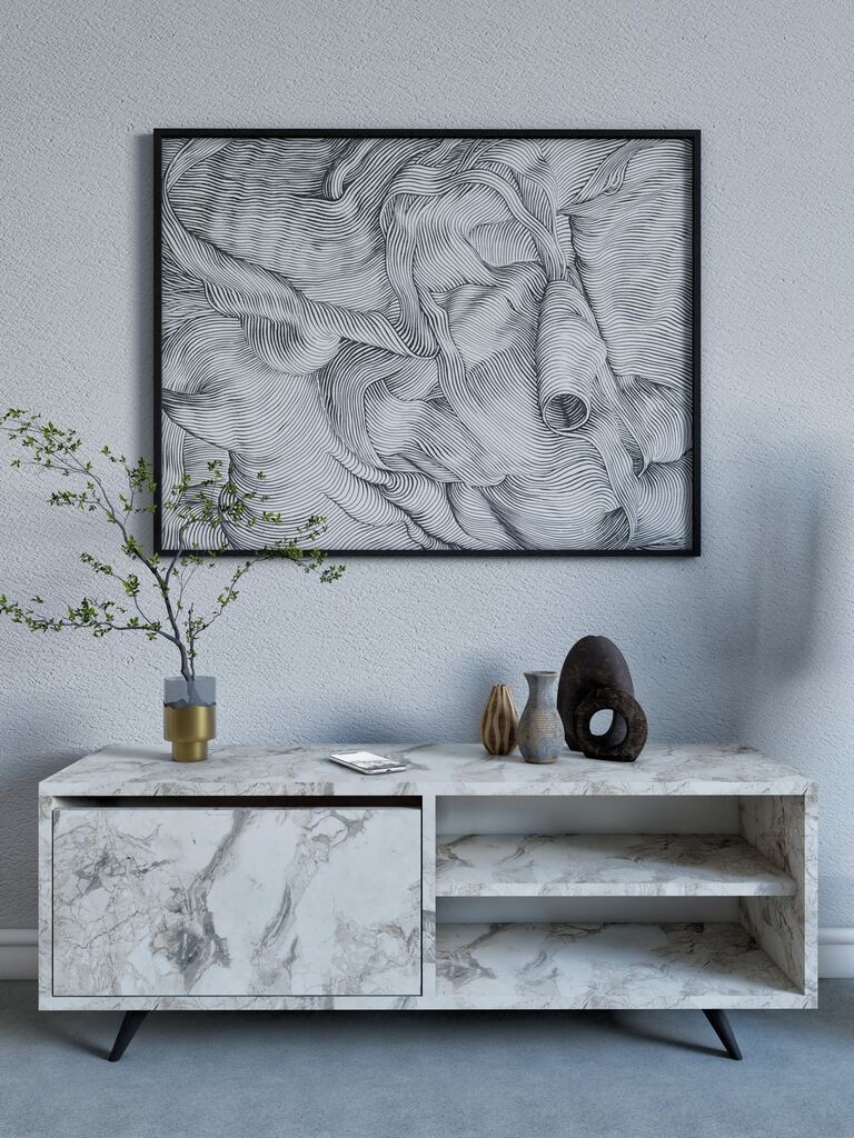 ТВ кабинет Hanah Home Maku-Ephesus мермер, 120 см, сив