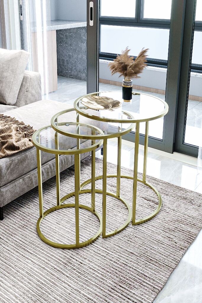 Комплет масички за кафе Hanah Home Alya, 3 парчиња, златна боја