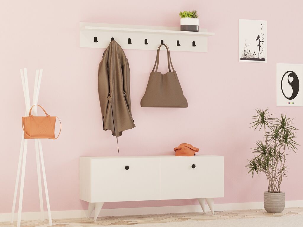 Комплет за ходник Hanah Home Rupa, 113x35x48,5 см, бела