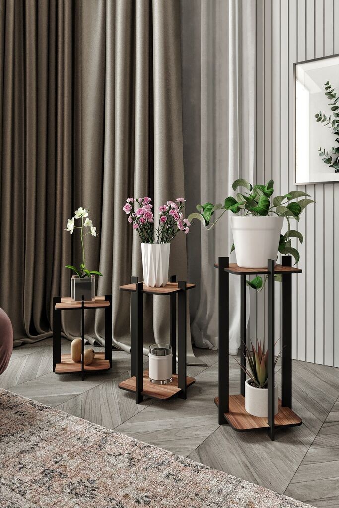 Квадратна постоље за цвеќе Hanah Home Flower Bird, орев