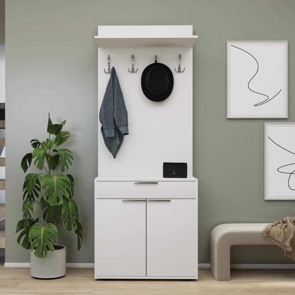 Ормар за чевли Hanah Home со прозорец Prt-521-Bb-1, 73x36x187 см, бела