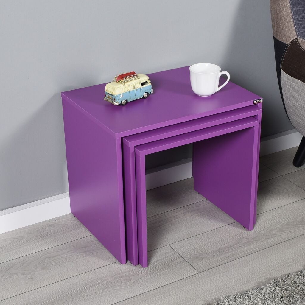 Комплет масички за кафе Hanah Home Shp-103-Uu-1, 55x47x40 см, 3 парчиња, виолетова