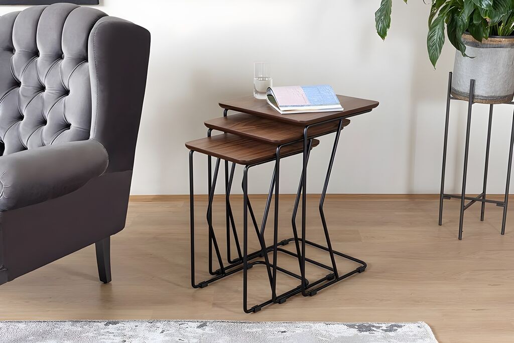 Комплет масички за кафе Hanah Home Ren, 3 парчиња, орев