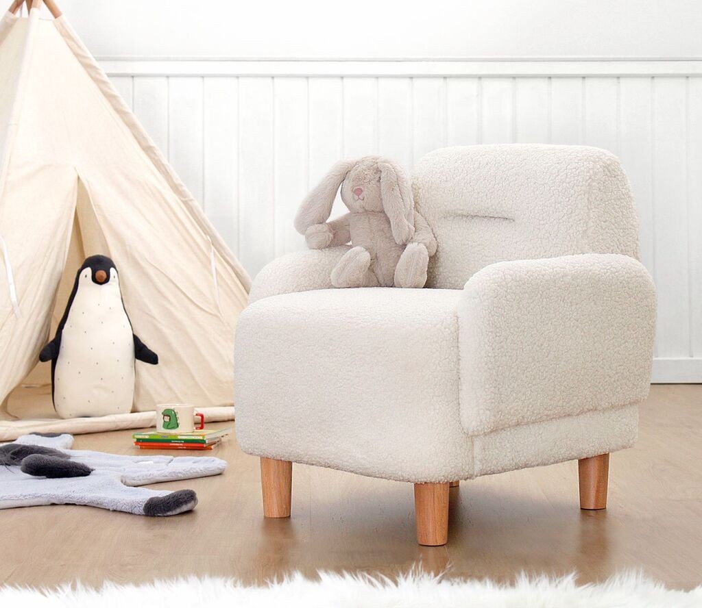 Детска фотелја Atelier del Sofa Cobie Teddy, 49x57x51, бела