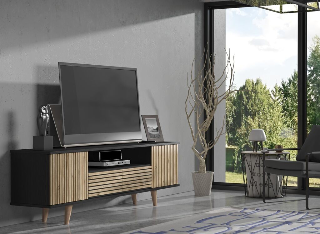 ТВ кабинет Hanah Home FRN-9000, 180 см, црно-кафеав