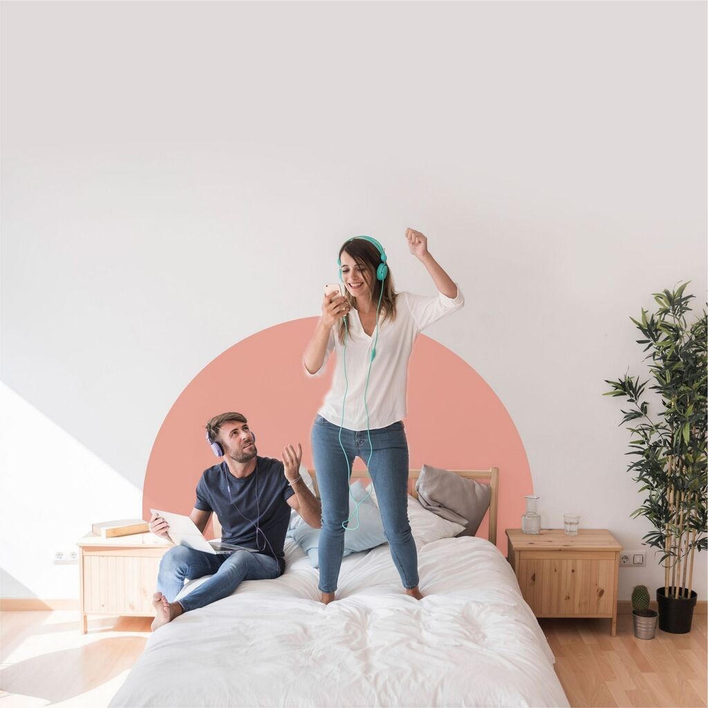 Налепница за dzид Wallity MB-00109, 100x60 см, боја на праска