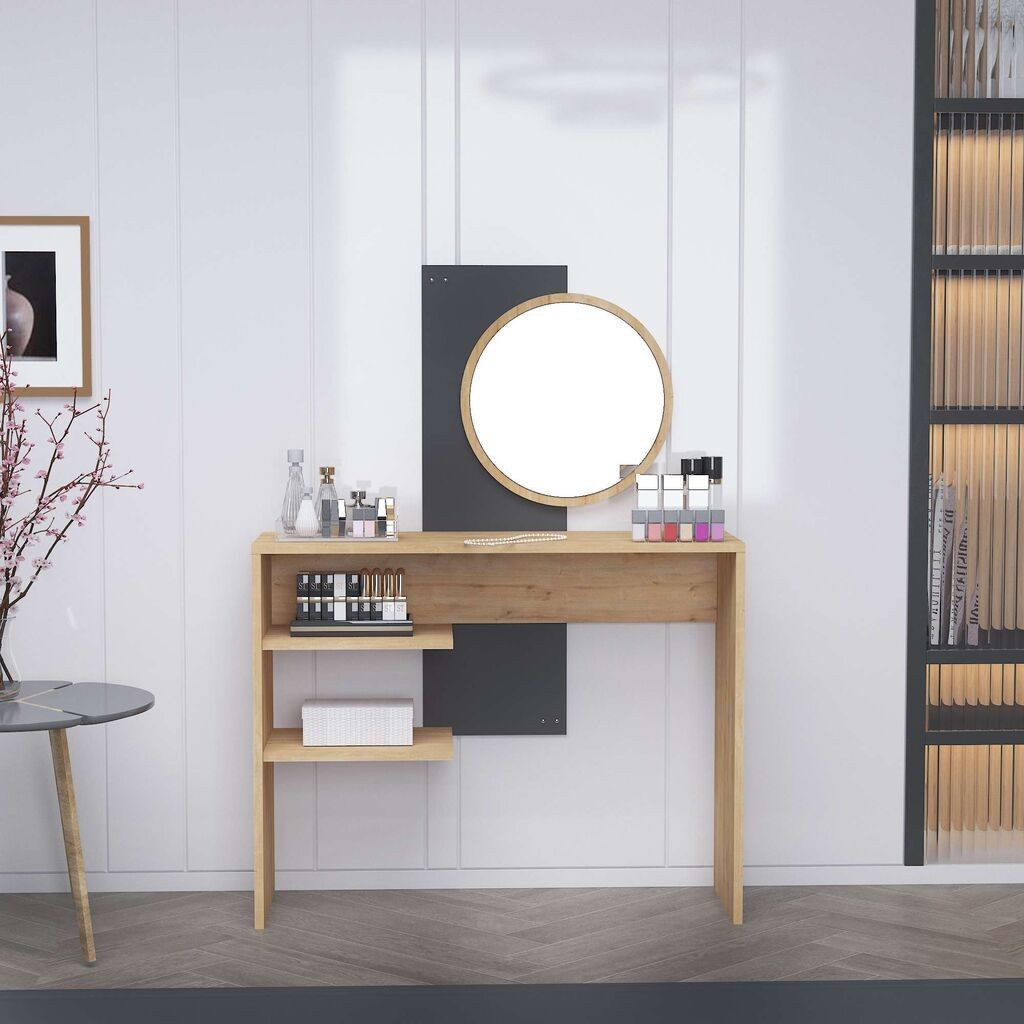 Тоалетна масичка Hanah Home Дали, 96x130x29,6 см, кафеаво-антрацит