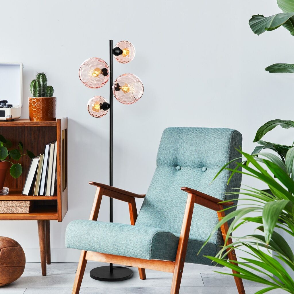 Подна ламба Opviq Benek-20-15-14513, 35x35x165 см, IP20, црно-розова