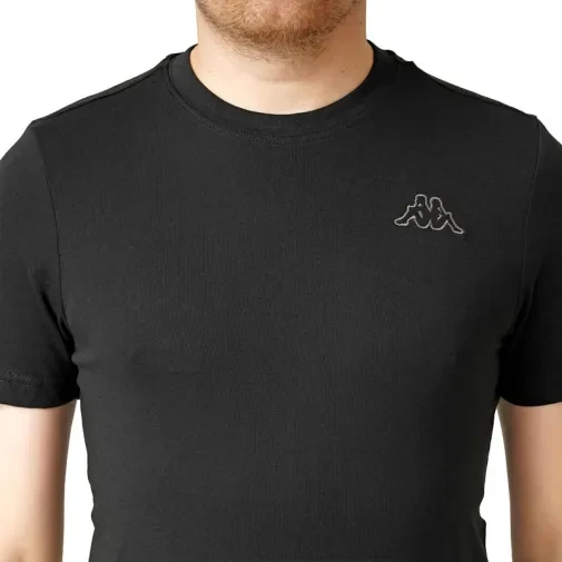 Машка маица Safers со кратки ракави и лого на Kappa, црна