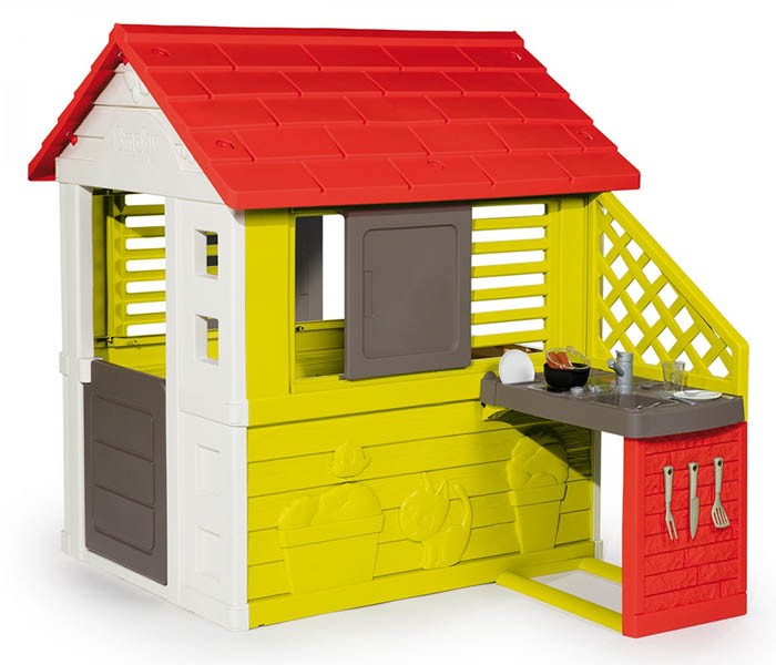 Smoby Куќарка Nature Playhouse со кујна  810713