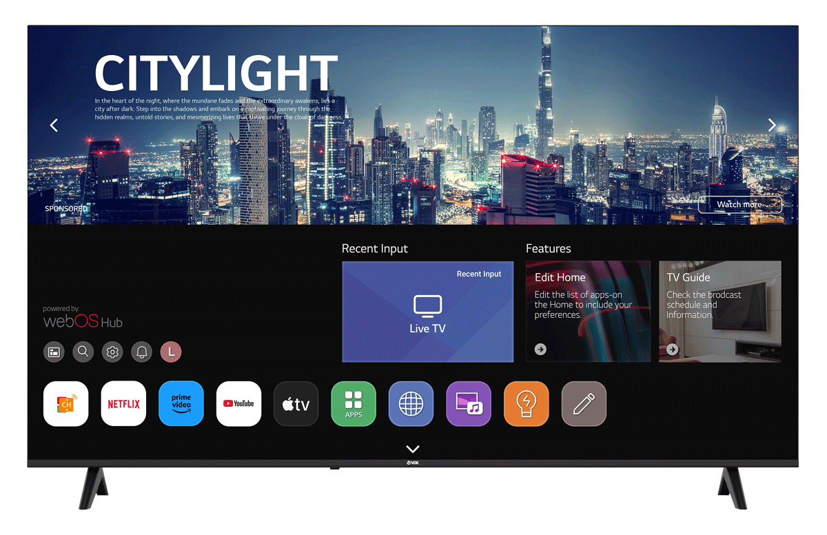 Vox телевизор 65WOS684BU, 65", UHD, паметен, црн