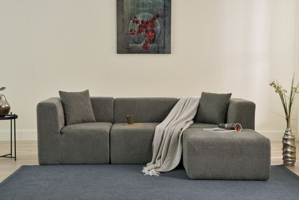 Аголен сет Atelier del Sofa Raks, 245x70x85 см, сив